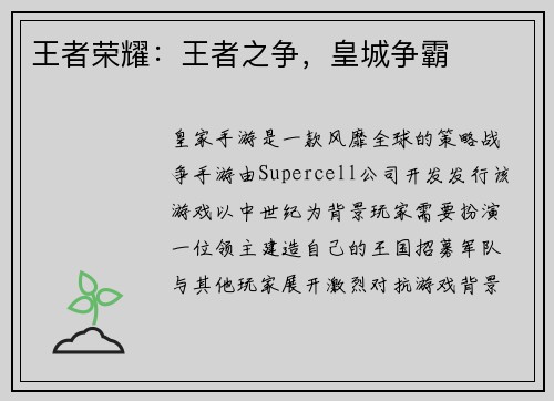 王者荣耀：王者之争，皇城争霸